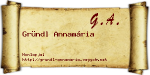 Gründl Annamária névjegykártya